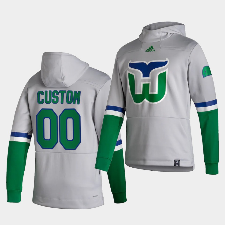 Men Carolina Hurricanes #00 Custom White NHL 2021 Adidas Pullover Hoodie Jersey